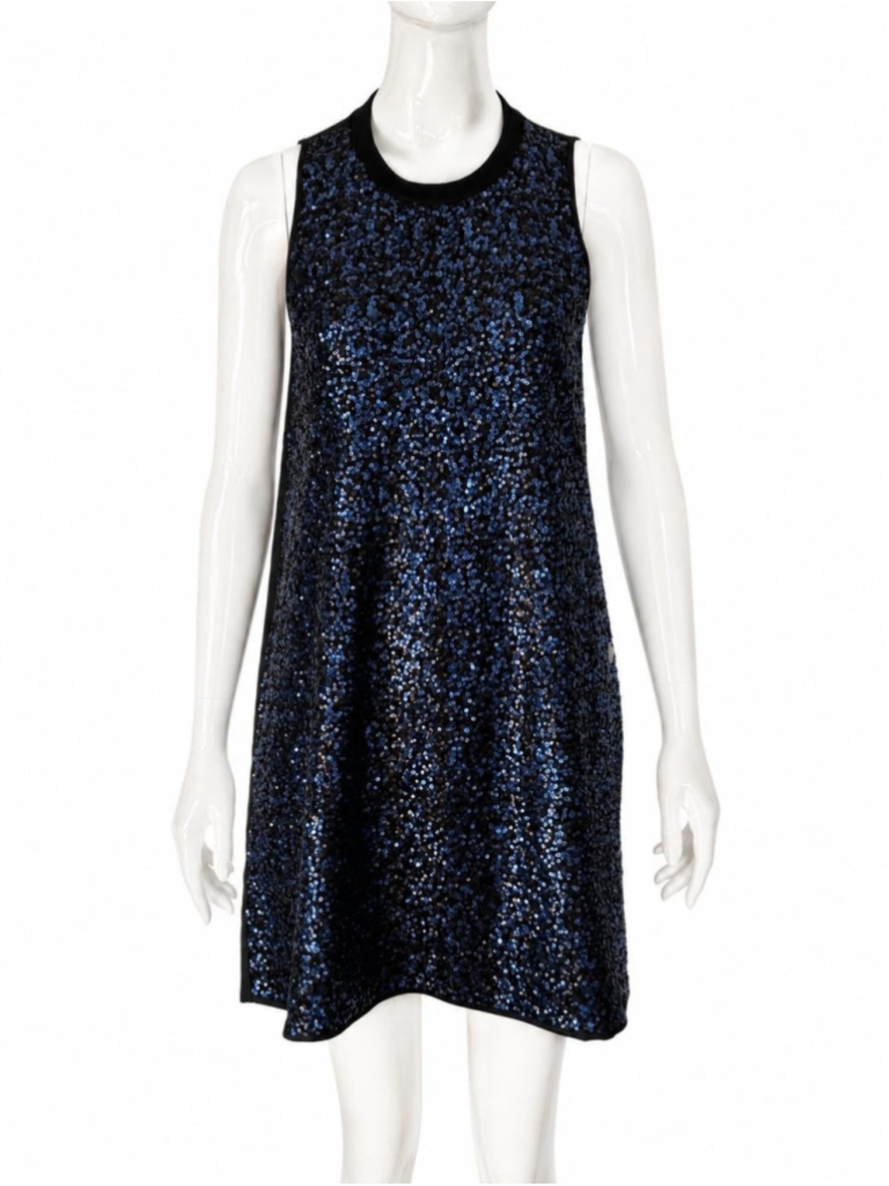 Love Moschino Blue Black Sequin Shift Dress IT 40 US 4